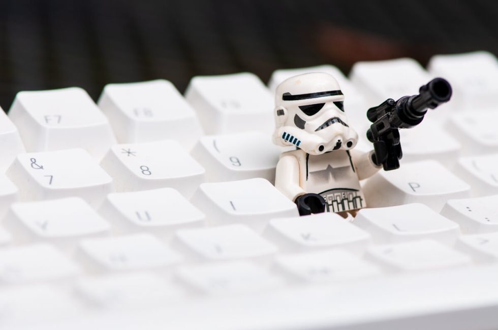 Stormtrooper Lego in a keyboard